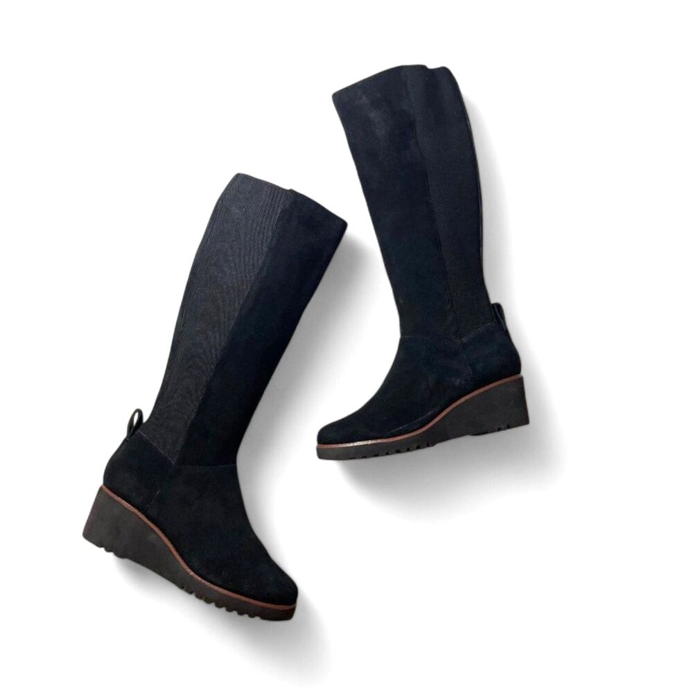 SANCTUARY Effect Tall Black Suede Shaft Boots, NWOB. Size 10